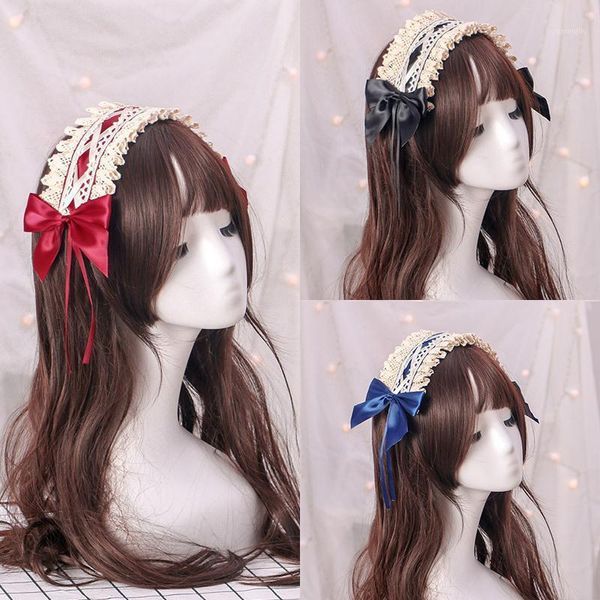 

hair clips & barrettes lace crossover strap bow headwear vintage japanese sweet lolita maid band girls daily accessories headbands, Golden;silver