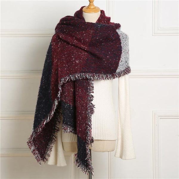 

scarves 2021 plaid winter scarf women neck head fashion casual scarfs cashmere ladies shawls and wraps female blanket, Blue;gray