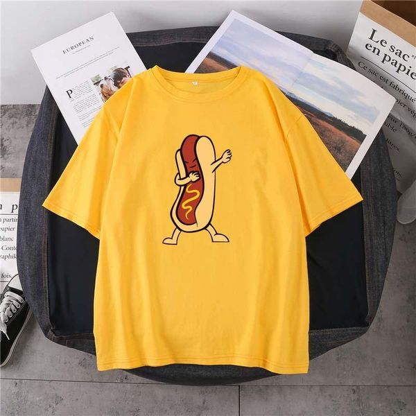

men's t-shirts 2021 summer dancing dog print t-shirt 100% cotton round neck short sleeve 14-color funny and cute daily top, White;black