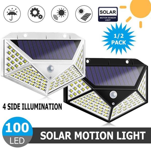 

solar lamps 100 led light outdoor lamp pir motion sensor waterproof wall of powered sunlight for garden decoration
