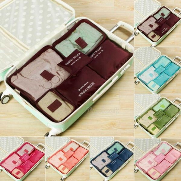 

duffel bags 6pcs travel sets casual waterproof clothes storage luggage organizer pouch packing cube