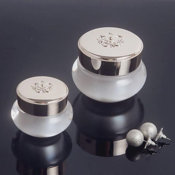 

storage bottles & jars 10/50pcs 5/8/20/30g acrylic p[ear white cream jar with rose gold cap, empty cosmetic packing container s