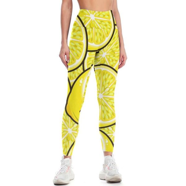 

yoga outfit lemon leggings prints pants female dancing high wasted