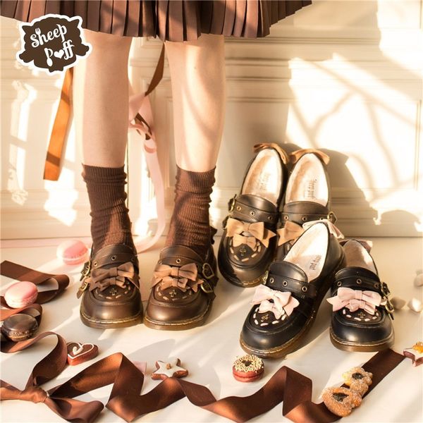 

bowknot heels sweet female kawaii tea beautiful japanese party anime cosplay harujuku jk uniform lolita women's shoes apartments rf44, Black