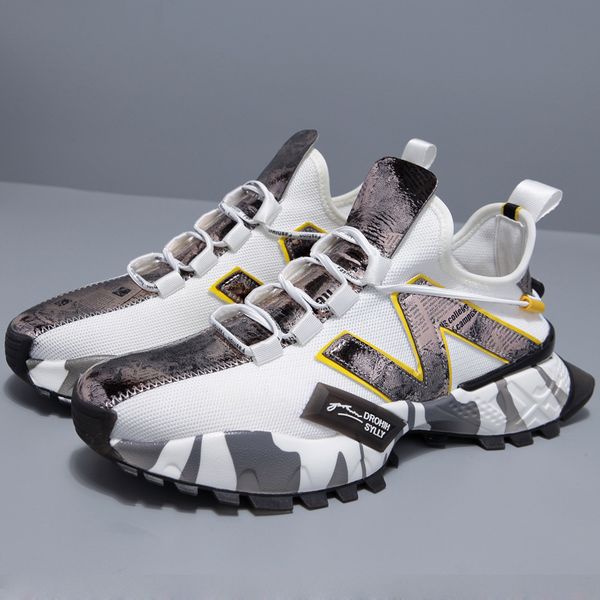 

2021 summer new flying woven casual men's korean version trend versatile sports dad shoes men, Black