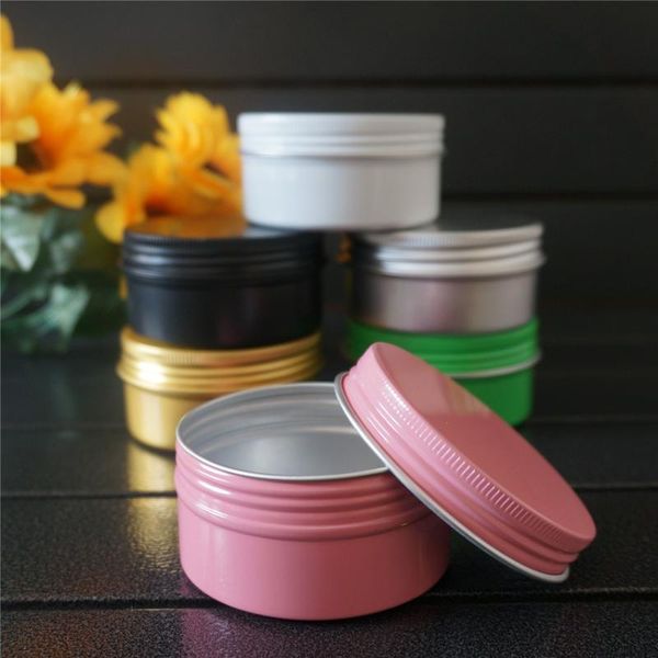 

storage bottles & jars 80g 80ml black portable empty round aluminum box metal tin cream 68*35mm refillable jar tea pot gold containers