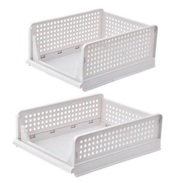 

hooks & rails large capacity drawer type stackable clothes storage basket household wardrobe plastic rack
