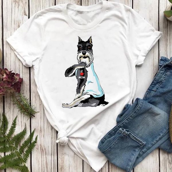 

clothing printing animal dog womens t shirts pet mom funny cartoon lady female ladies print graphic tee shirt, White