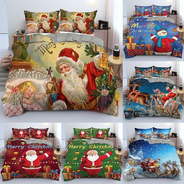

bedding sets christmas decoration set king santa claus cartoon duvet cover for festival  full twin single bed