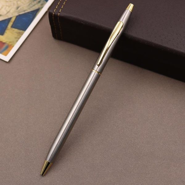 

ballpoint pens metal signing pen stainless steel rod rotating 0.5mm ballpen school office supplies stationery fl, Blue;orange