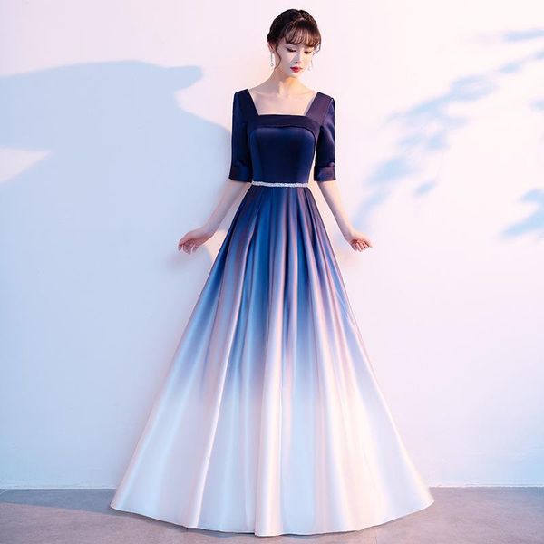 

ethnic clothing women satin qipao chinese dress banquet formal party prom elegant half sleeve gradients vestidos de festa 3xl, Red