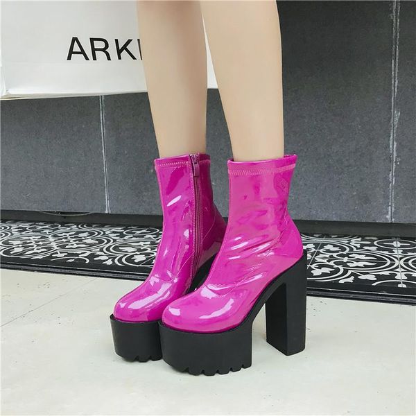 

dress shoes waterproof table side zipper with 14cm thick sole and boot, Black