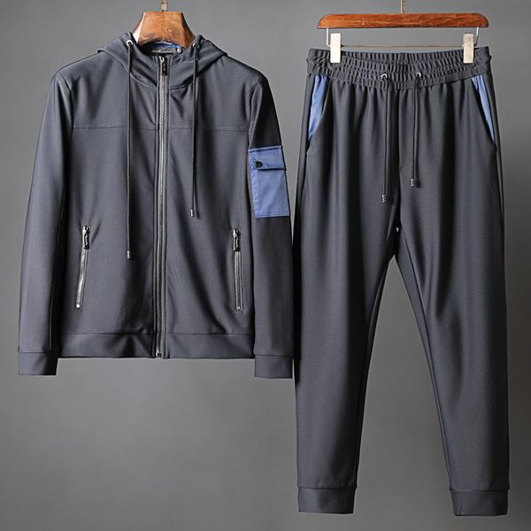 

men's tracksuits minglu spring sport mens sets (sweatshirts+pants) luxury hooded casual men sweatshirts fashion slim elastic waist man, Gray
