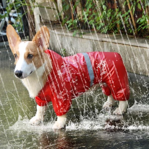 

pet dog waterproof raincoat jumpsuit reflective rain coat sunscreen dog outdoor clothes jacket for small dog pet jllqxd
