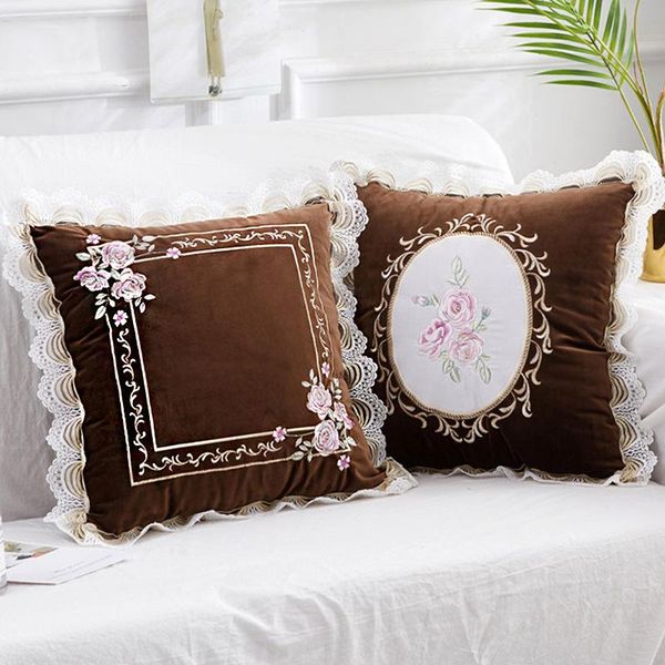 

velvet embroidery lace luxury pillow cover home decorate pillow case office sofa cushion cover