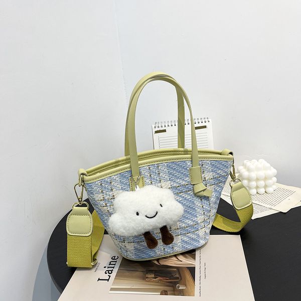 

handbag fashion hand bag women's summer 2021 underarm lattice bucket messenger, Black;red