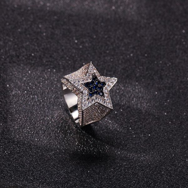 

hip hop rapper ring men women gold plating rings for man fashion star hiphop silver ring bling 3a cubic zirconia stone men's jewelry, Golden;silver