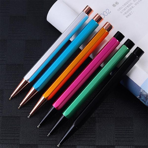 

ballpoint pens metal rotating polygon neutral ball point pen business office school accessories signature writing stationery gifts, Blue;orange