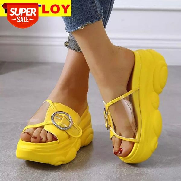 

2020 summer women wedge sandals transparent shoes woman casual super high heels platform ladies slides female leisure wedges #sg6u, Black