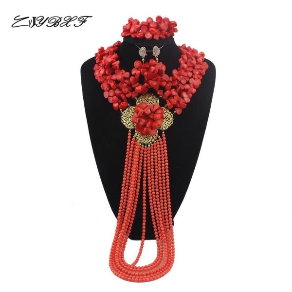 

earrings & necklace arrived statement nigeria wedding set africa beads classic women coral jewelry hd6981, Silver