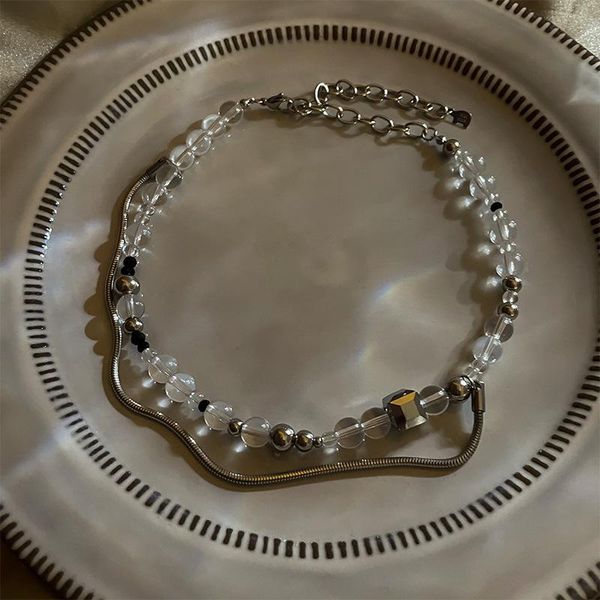 

chokers double layer necklace fashion clavicle chain choker beautiful jewelry accessories for women girls a66, Golden;silver