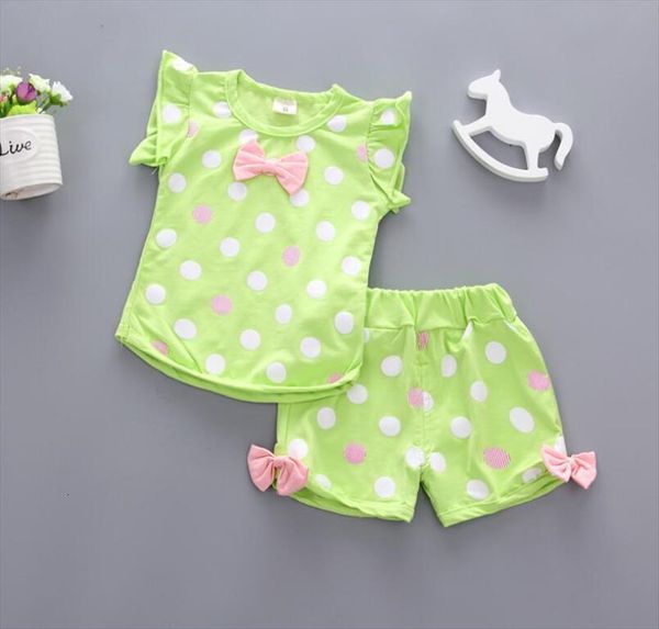 

kids girls summer tank outfits 6m 12m 2t 3t toddler baby cotton tee shorts pants set polka dot, White