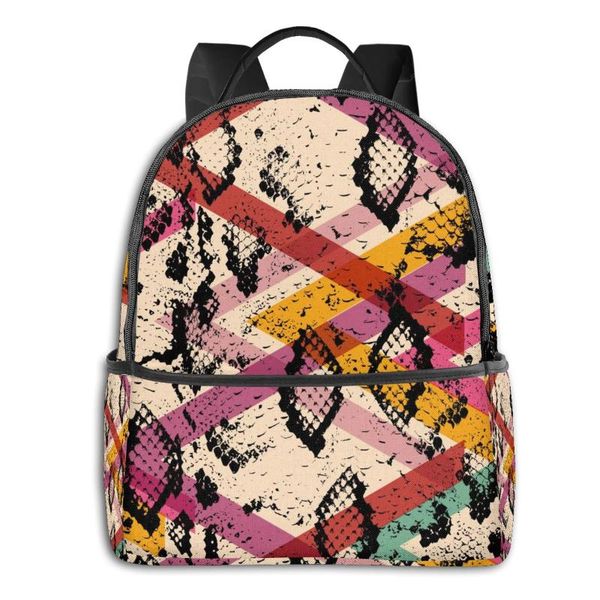 

backpack 2021 women men snake skin black magenta print trend school bag couples back pack travel