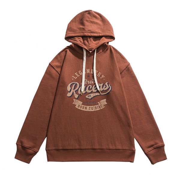 

amekaji men's long sleeved sweatshirt, calf sweatshirt printed with letters, loose, casual, simple, autumn, Black