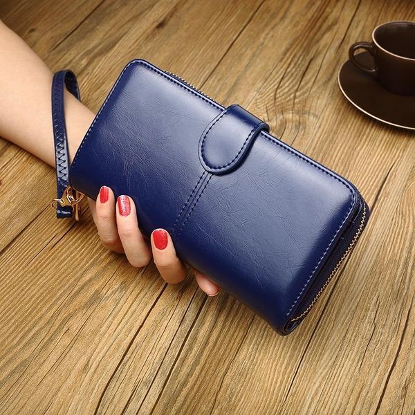 

wallets 2021 women's wallet fashion casual simple buckle ladies clutch bag retro large capacity long, Red;black
