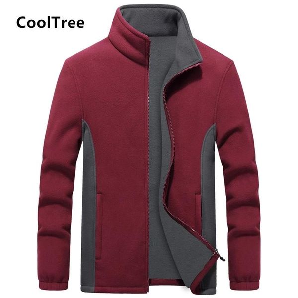 

men's jackets cooltree men fleece jacket autumn winter warm zipper coat windbreaker liner male slim fit outerwear sportswear plus size, Black;brown