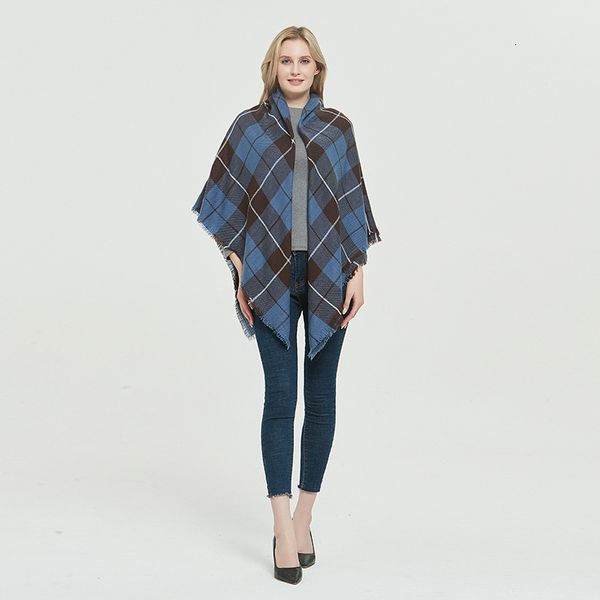 

20 autumn and winter cashmere seven color plaid scarf shawl, Blue;gray