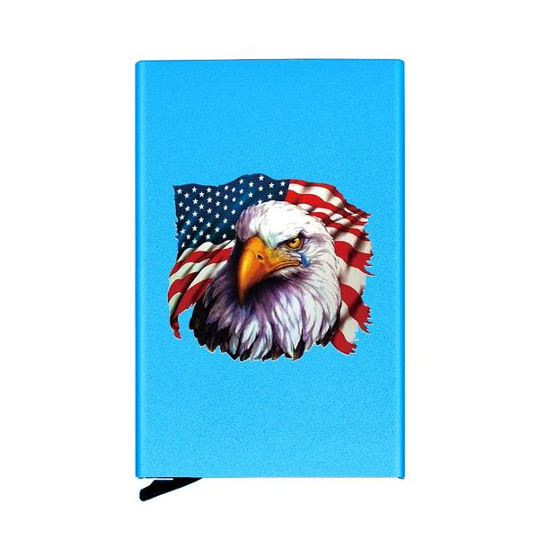 

card holders classic us american flag eagle design rfid holder automatic up metal wallet women men aluminum case, Brown;gray