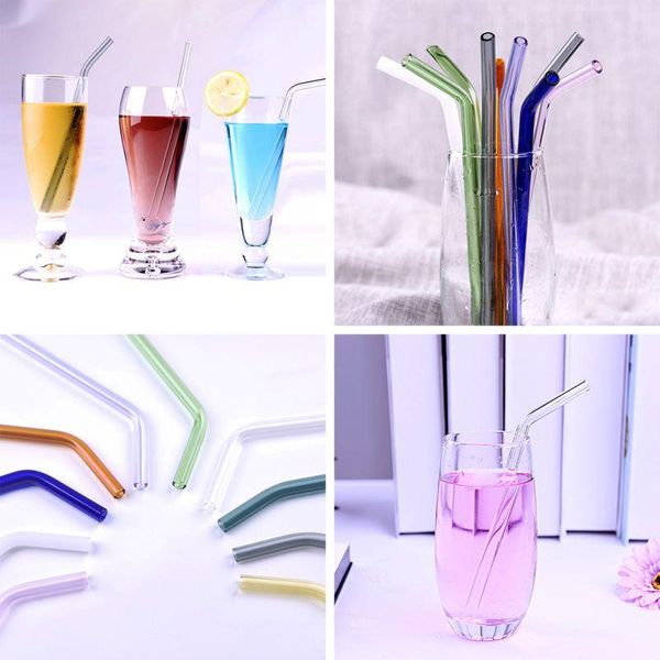 

drinking straws heat and high temperature resistant glass straw reusable juice milk tea coffee elbow drinkware