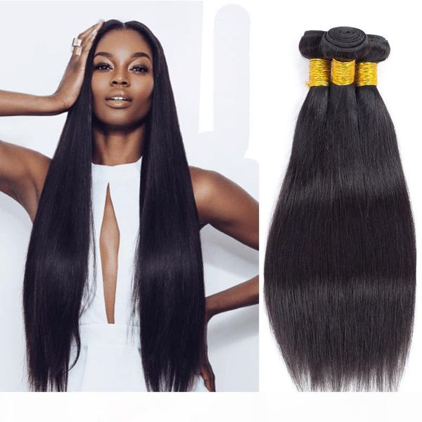 

8a mink brazilian straight virgin hair bundles 100% brazilian virgin hair straight unprocessed peruvian malaysian indian virgin human hair, Black