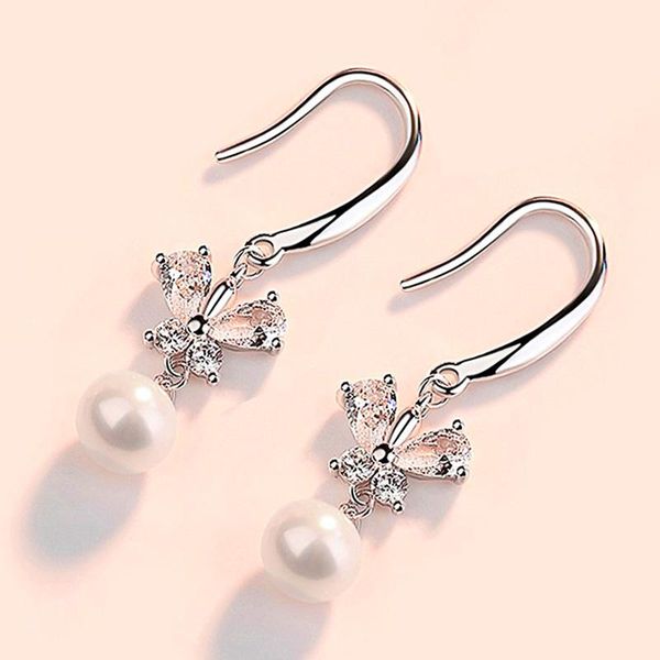 

dangle & chandelier huitan high-quality silver color imitation pearl drop earrings women wedding engagement party earring fancy gift fashion