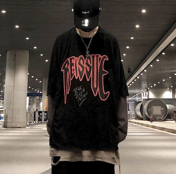 

fake punk clothes two female t-shirts couple longer sleeve size vintage letter print dark high street ilpy, White