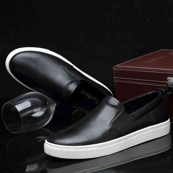 

dress shoes genuine leather loafers mens breathable flat designer fashion casual summer minimalist for men plus size 36-48 5cfc, Black