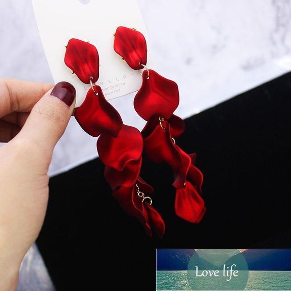 

stud shiny side elegant flower earrings for women simple style long tassel earrings1, Golden;silver