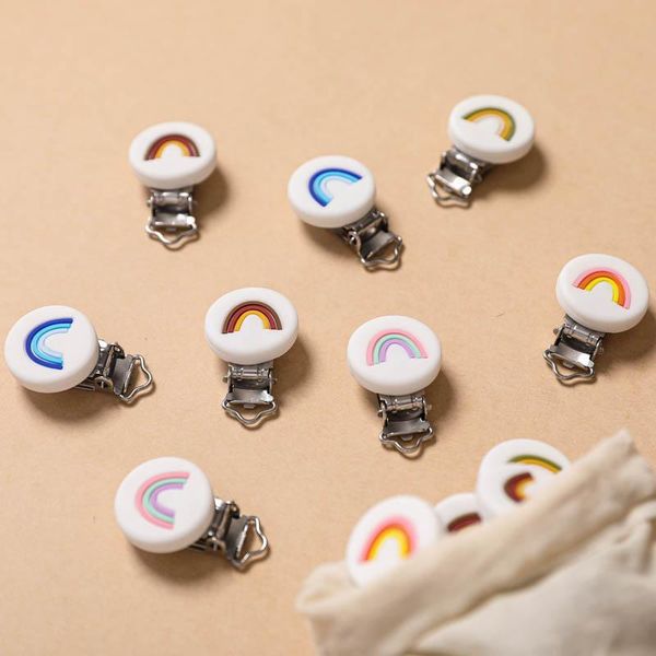 

pacifiers# 5pcs baby pacifier clips food grade silicone bpa rainbow teething toy chain holder diy accesories