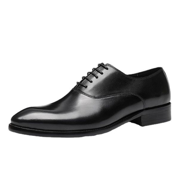 

dress shoes burgundy patent genuine leather mens high heels gentleman lace up oxford pointed toe daily wedding, Black