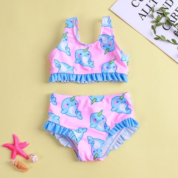 

two-piece suits 2021 split ruffle baby dolphin girls' swimming suit comfortable spring speed water princess