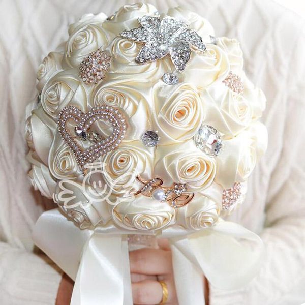 

decorative flowers & wreaths wedding bouquet diamond bride holding bouquets adorn pearls silk ribbon rose gift