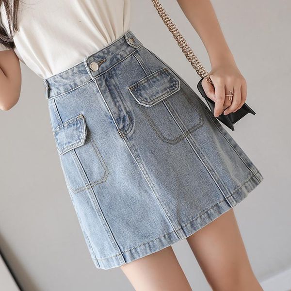 

skirts soperwillton 2021 female streetwear denim skirt spring summer mini pack hip high waist pocket women s-xl, Black