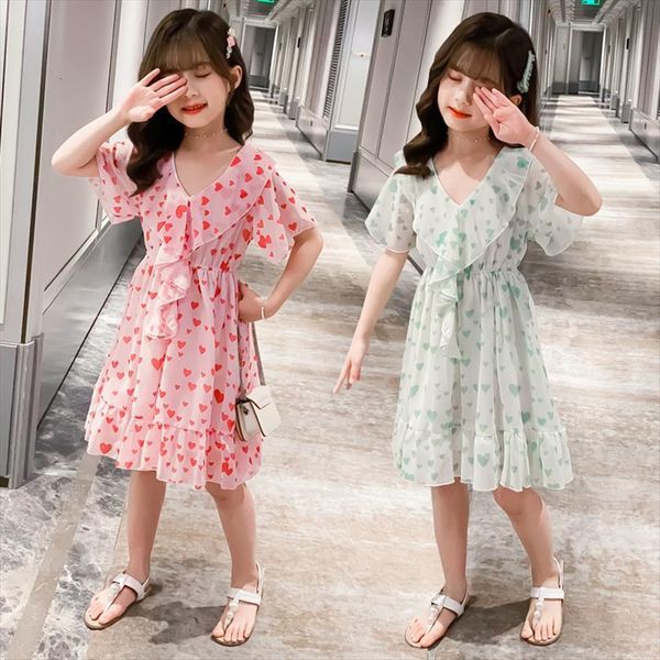 

summer baby girls clothes girl dress pink heart shaped bohemian floral off shoulder v neck long beach 3 4 5, Red;yellow