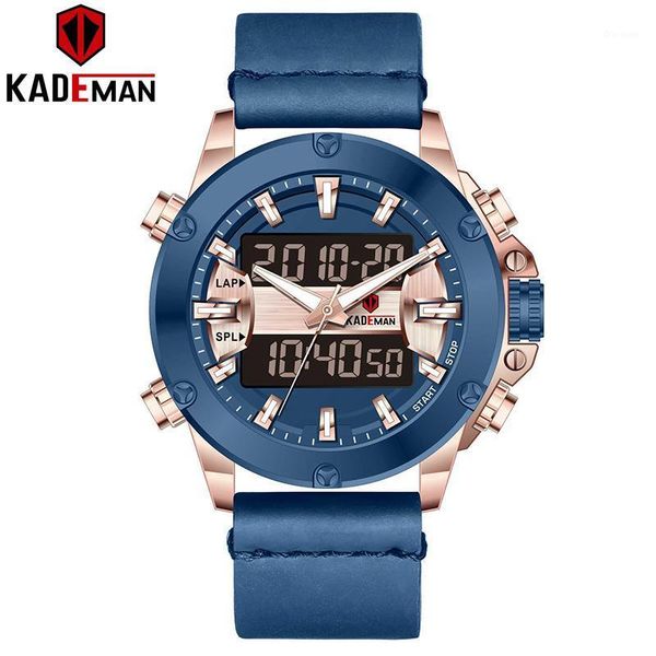 

luxury fashion kademan watch men sports military wristwatches 3atm casual leather outdoor relogio masculino, Slivery;brown