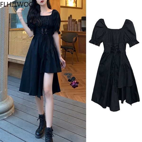 

casual dresses summer french style design fashion little black women solid color party girls robe feminine vestidos 0mbi, Black;gray