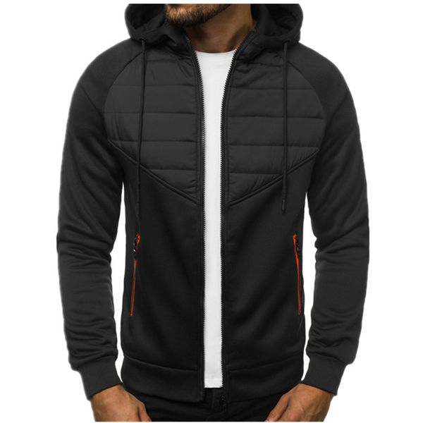 

2021 new casual sweater men's stitching hooded jacket a8pc 3114, Black