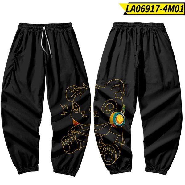 

men's pants 2021 casual loose black panda print cargo men pant multi pocket long trousers plus size 6xl