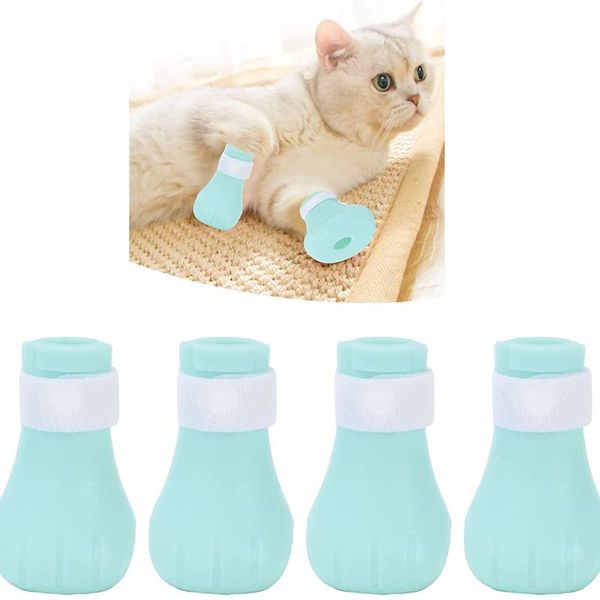 

cat costumes 4pcs anti-scratch boots silicone shoes rubber gloves protector bathing for cut nails feet cover