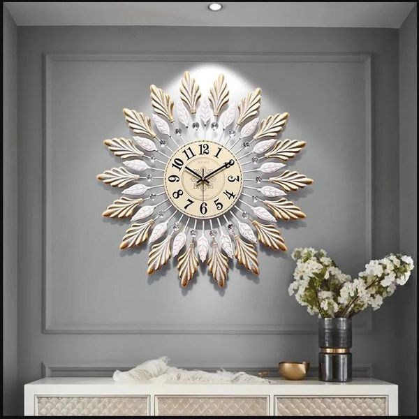 

wall clocks creative clock living room bedroom silent wrought iron fashion decoration light luxury art